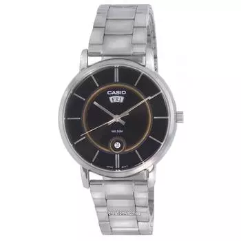 Аналоговые кварцевые часы Casio из нержавеющей стали с черным циферблатом MTP-B120D-1A MTPB120D-1 Мужские часы чёрный