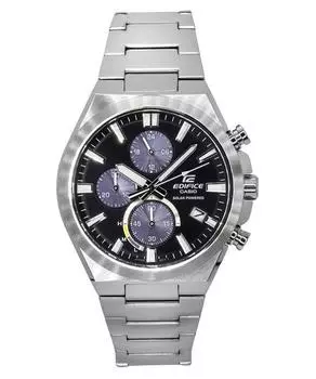 Аналоговый хронограф Casio Edifice из нержавеющей стали с черным циферблатом и солнечной батареей EQS-950D-1A 100M Мужские часы чёрный