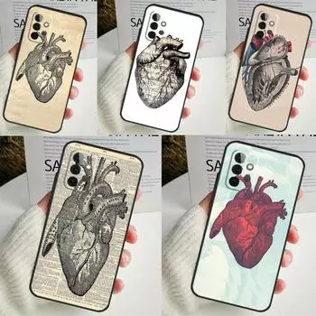 Анатомическое сердце анатомия для Samsung Galaxy A14 A34 A54 A12 A32 A52 A51 A71 A53 A33 A13 A15 A25 A35 A55 чехол для телефона Samsung A55