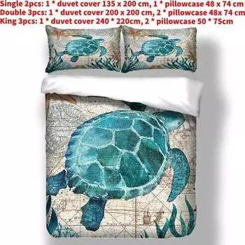 And Turtles Modern Bedding Set With Activated Printing Comfortable Luxurious Single