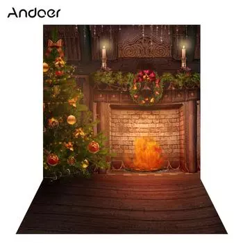 Andoer 1,5*2 м фон для фотосъемки с цифровой печатью Рождественская елка каминный колокольчик