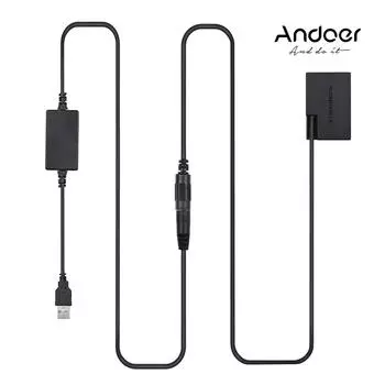 Andoer DR-E18 Комплект питания USB с переходником постоянного тока Имитатор батареи Замена батареи LP-E18 на USB постоянного тока чёрный