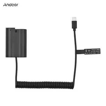 Andoer EN-EL15 Переходник-заглушка для аккумулятора USB-C MH-25 Переходник-заглушка для аккумулятора с USB Type-C чёрный