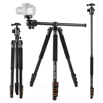Andoer TTT-004 200 см/78,7 дюйма штатив для камеры из алюминиевого сплава монопод с горизонтальным креплением и шариком золотой