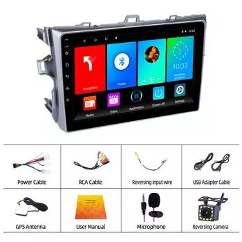 Android 11 9-дюймовый HD Mirror Link 4-ядерный автомобильный радиоплеер GPS-навигация аудио WIFI-плеер для Toyota Corolla 2007-2013 9inch 1-16G mic 12led