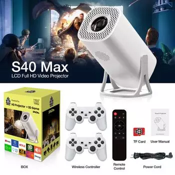 Android 11 игровой проектор S40MAX ретро игровые консоли двойной WIFI BT5.4 1080P домашний кинотеатр уличный портативный проектор AU Plug