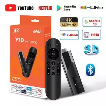 Android 13.0 Mini TV Stick WIFI ATV 2,4G 5,8G Allwinner H618 4K HDR Smart TV Box 3D Voice Remote Для сетевого медиаплеера Google YouTube NETFLIX 2G+16G