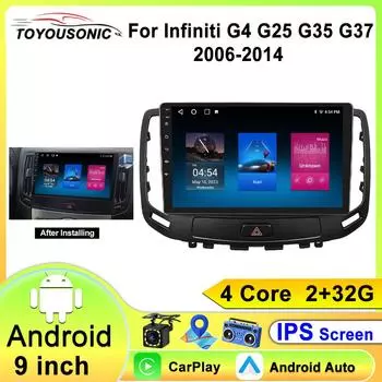 Android 13 Carplay Auto 2K экран автомобильный радиоприемник BT мультимедийный проигрыватель для Infiniti G4 G25 G35 G37 2006 - 2013 2 din автомагнитола стерео 4 core 1GB+32GB carplay