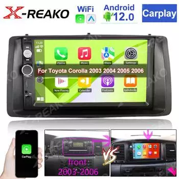 Android 7 дюймов 2Din Carplay Автомобильный радиоприемник Мультимедийный плеер Bluetooth для Toyota Corolla 2003 2004-2006 GPS головное устройство с рамкой 1+32cp