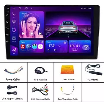 Android 9 дюймов 2 Din 4G 8 ядер Автомагнитола Авторадио Carplay Android Авто GPS Wi-Fi Сенсорный экран Bluetooth FM/RDS 2+32G