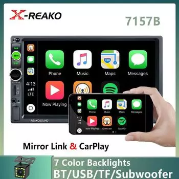 Android Auto/Apple CarPlay Двухдиновая автомобильная стереосистема с 7-дюймовым сенсорным экраном, автомагнитола с 12 камерами, Bluetooth/TF-картой/AUX/USB 1PCS
