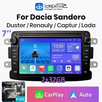 Android авторадио для Renault Dacia Duster Logan Sandero Lodgy автомобильное радио мультимедиа CarPlay BT 7 дюймов сенсорный экран 2 + 32 ГБ 1+32GB