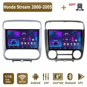 Android Car Radio для Honda Stream 2000-2005 Мультимедийный проигрыватель Головное устройство Стерео GPS Навигация BT WIFI 1+16 ГБ 1+16GB,A