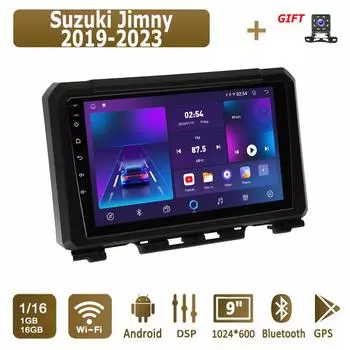Android Car Radio для Suzuki Jimny 2019-2023 Мультимедийный проигрыватель Головное устройство Стерео GPS Навигация BT WIFI 1+16 ГБ 1+16GB