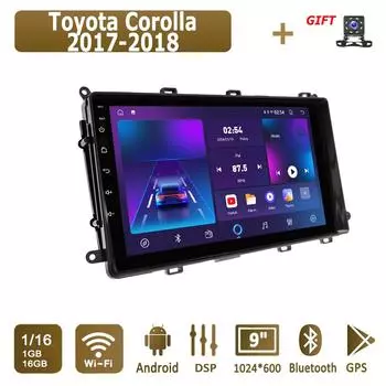 Android Car Radio для Toyota Corolla 2017-2018 Мультимедийный проигрыватель Головное устройство Стерео GPS Навигация BT WIFI 1+16 ГБ 1+16GB