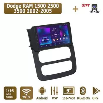 Android Car Radio For Dodge RAM 1500 2500 3500 2002-2005 Мультимедийный проигрыватель Головное устройство Стерео GPS Навигация BT WIFI 1+16 ГБ 1+16GB