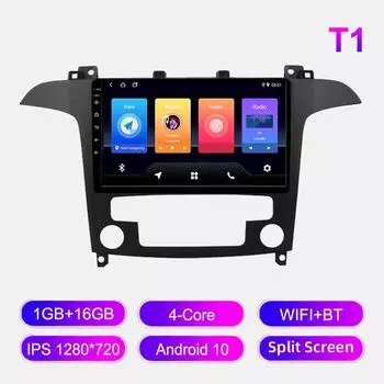 Android Car Radio For Ford S-MAX 2006-2015 Мультимедийный проигрыватель Головное устройство Стерео GPS Навигация BT WIFI 1+16 ГБ 1+16GB