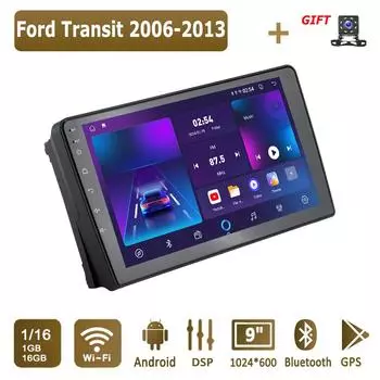 Android Car Radio For Ford Transit 2006-2013 Мультимедийный проигрыватель Головное устройство Стерео GPS Навигация BT WIFI 1+16 ГБ 1+16GB