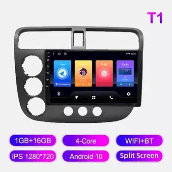 Android Car Radio For Honda Civic 2000-2006 Мультимедийный проигрыватель Головное устройство Стерео GPS Навигация BT WIFI 1+16 ГБ 1+16GB