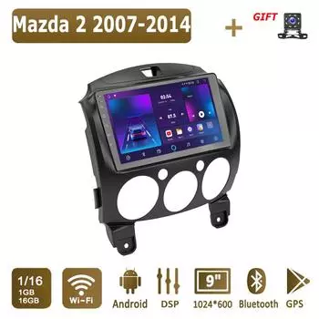 Android Car Radio For Mazda 2 2007-2014 Мультимедийный проигрыватель Головное устройство Стерео GPS Навигация BT WIFI 1+16 ГБ 1+16GB