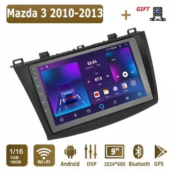 Android Car Radio For Mazda 3 2010-2013 Мультимедийный проигрыватель Головное устройство Стерео GPS Навигация BT WIFI 1+16 ГБ 1+16GB