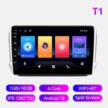 Android Car Radio For Peugeot 2008 208 2012-2018 Мультимедийный проигрыватель Головное устройство Стерео GPS Навигация BT WIFI 1+16 ГБ 1+16GB
