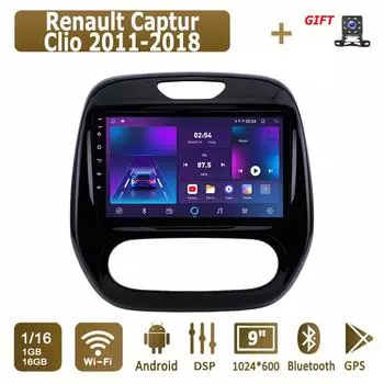 Android Car Radio For Renault Captur Clio 2011-2018 Мультимедийный проигрыватель Головное устройство Стерео GPS Навигация BT WIFI 1+16 ГБ 1+16GB
