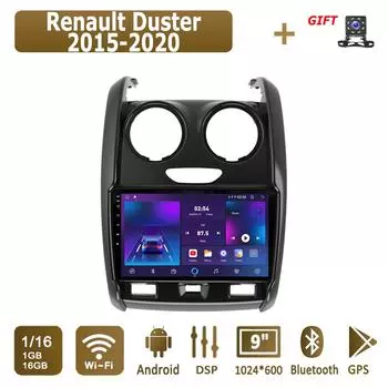 Android Car Radio For Renault Duster 2015-2020 Мультимедийный проигрыватель Головное устройство Стерео GPS Навигация BT WIFI 1+16 ГБ 1+16GB