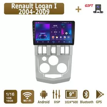 Android Car Radio For Renault Logan I 2004-2009 Мультимедийный проигрыватель Головное устройство Стерео GPS Навигация BT WIFI 1+16 ГБ 1+16GB