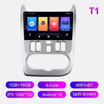 Android Car Radio For Renault Logan Sandero 2009-2015 Мультимедийный проигрыватель Головное устройство Стерео GPS Навигация BT WIFI 1+16 ГБ 1+16GB