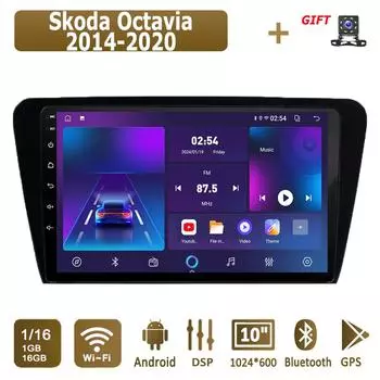 Android Car Radio For Skoda Octavia 2014-2020 Мультимедийный проигрыватель Головное устройство Стерео GPS Навигация BT WIFI 1+16 ГБ 1+16GB