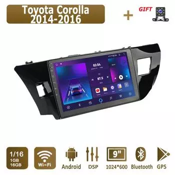 Android Car Radio For Toyota Corolla 2014-2016 Мультимедийный проигрыватель Головное устройство Стерео GPS Навигация BT WIFI 1+16 ГБ 1+16GB