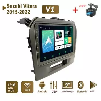 Android Car Radio Stereo для Suzuki Vitara 2015-2022 GPS-навигация 2DIN 4-ядерный мультимедийный плеер Autoradio 1+16 ГБ