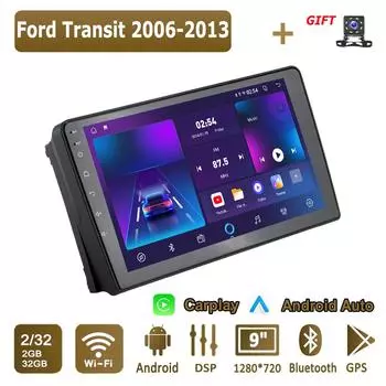 Android Carplay автомобильное радио для Ford Transit 2006-2013 мультимедийный проигрыватель головное устройство стерео GPS навигация BT WIFI 2+32 ГБ 1+16GB