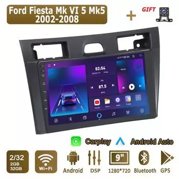 Android Carplay автомобильное радио для Ford Fiesta Mk VI 5 Mk5 2002-2008 мультимедийный проигрыватель головное устройство стерео GPS навигация BT WIFI 2+32 ГБ 1+16GB