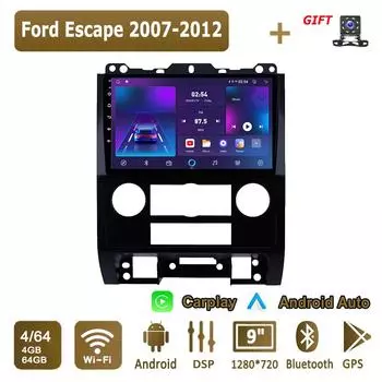 Android Carplay автомобильное радио для Ford Escape 2007-2012 мультимедийный проигрыватель головное устройство стерео GPS навигация BT WIFI 4+64 ГБ 1+16GB