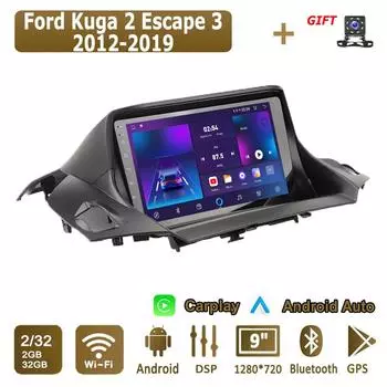 Android Carplay автомобильное радио для Ford Kuga 2 Escape 3 2012-2019 мультимедийный проигрыватель головное устройство стерео GPS навигация BT WIFI 2+32 ГБ 1+16GB