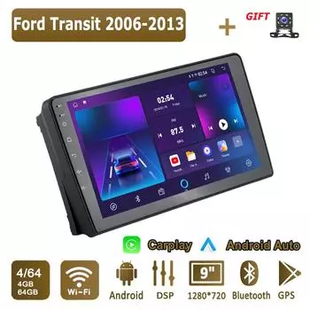Android Carplay автомобильное радио для Ford Transit 2006-2013 мультимедийный проигрыватель головное устройство стерео GPS навигация BT WIFI 4+64 ГБ 1+16GB