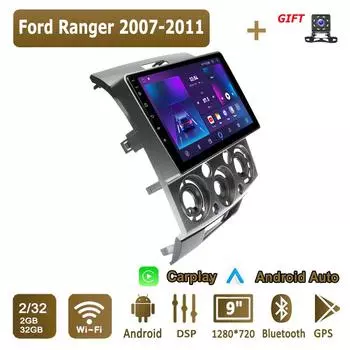 Android Carplay автомобильное радио для Ford Ranger 2007-2011 мультимедийный проигрыватель головное устройство стерео GPS навигация BT WIFI 2+32 ГБ 1+16GB