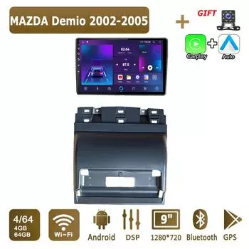 Android Carplay автомобильное радио для MAZDA Demio 2002-2005 мультимедийный проигрыватель головное устройство стерео GPS навигация BT WIFI 4+64 ГБ 1+16GB