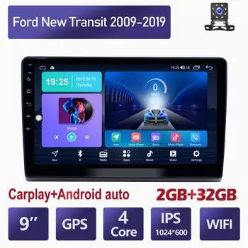 Android для Ford New Transit 2009-2019 Auto Carplay Мультимедийный плеер DSP IPS видео WIFI Bluetooth GPS навигация 2 + 32 ГБ 1+16GB