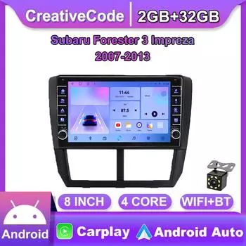 Android для Subaru Forester 3 Impreza 2007-2013 с кнопочной ручкой, автомобильный CarPlay, радио, видео, мультимедиа, GPS-плеер, 2 + 32 ГБ