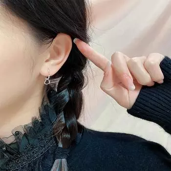 ANENJERY Doule серьги-кольца с полым сердечком для женщин и девочек, модные простые серьги-капли, ювелирные изделия, универсальные серебряный