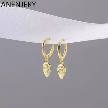 ANENJERY серьги-кольца в форме капли женские простые винтажные золотые серьги с пряжкой серебряный