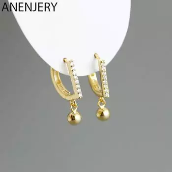 ANENJERY серьги-кольца в форме циркона, креативные серьги, простые французские ювелирные изделия, оптовая продажа, букле орей серебряный