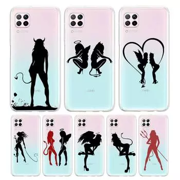 Angel And Devil Soft TPU Silicone Cover For Huawei P50 P40 P30 P20 Pro P10 P9 P8 Lite E Plus 2019 Phone Case Huawei P50