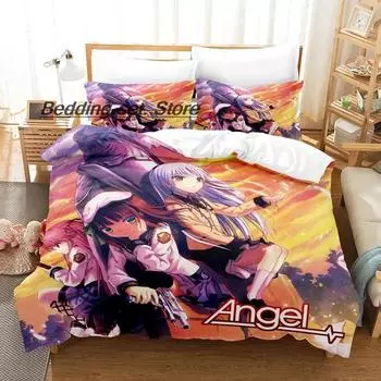 Angel Beats Bedding Set Single Twin Full Queen King Size Bed Set Aldult Kid Bedroom Duvetcover Sets 3D Print Anime Bed Sheet Set 70x133cm 2pcs