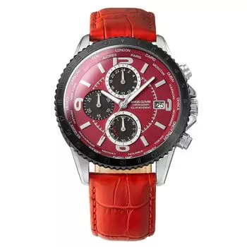 [Angel Clover] Мужские часы Mondo Solar Solar Chronograph с сапфировым стеклом и красным циферблатом NMOS44SBRE-RE красные