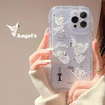 Ангел Ins Label детский мультфильм милый противоударный чехол для телефона с короной для Iphone 14promax 13 14 Pro Max Plus 11 12 Promax задняя крышка For iphone 14