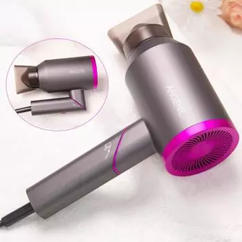 Angenil Professional Salon Фен с отрицательными ионами, 1800 Вт для быстрой сушки, портативный для путешествий, 3 нагрева, 2 скорости, кнопка охлаждения European regulations